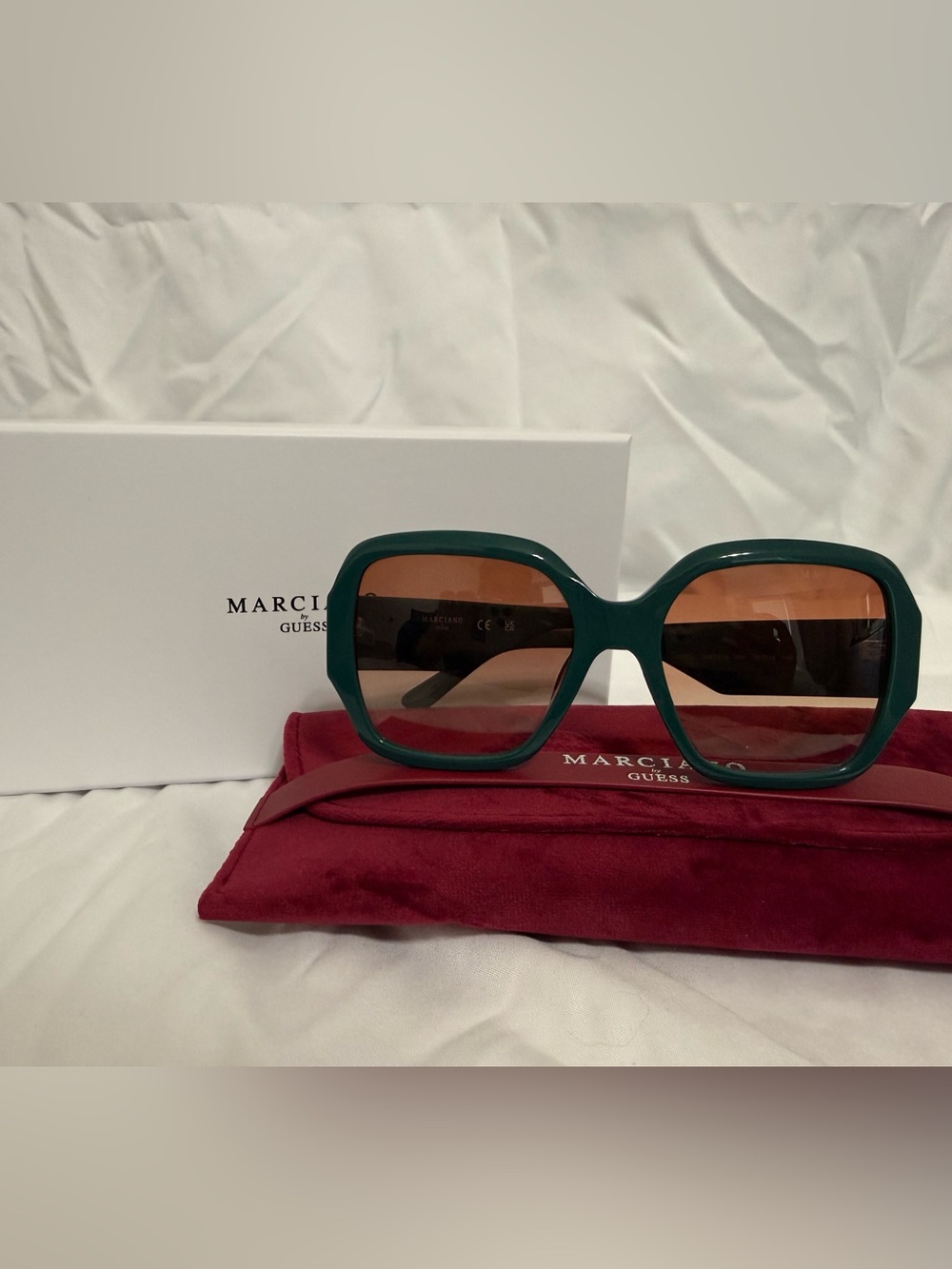 Guess by Marciano Teal Frame Sunglasses with Brown Lenses